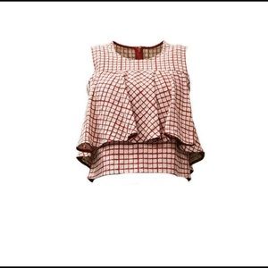 Prose & Poetry Red Crop Peplum Tank Top